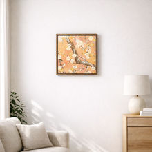 Load image into Gallery viewer, vintage kimono art Golden bloom hanging on the wall
