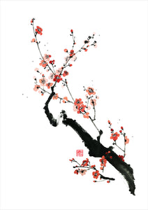 Sumie art print on Ise Washi paper | Prunier | Ink Paint