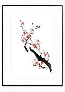 Sumie art print on Ise Washi paper | Prunier | Ink Paint